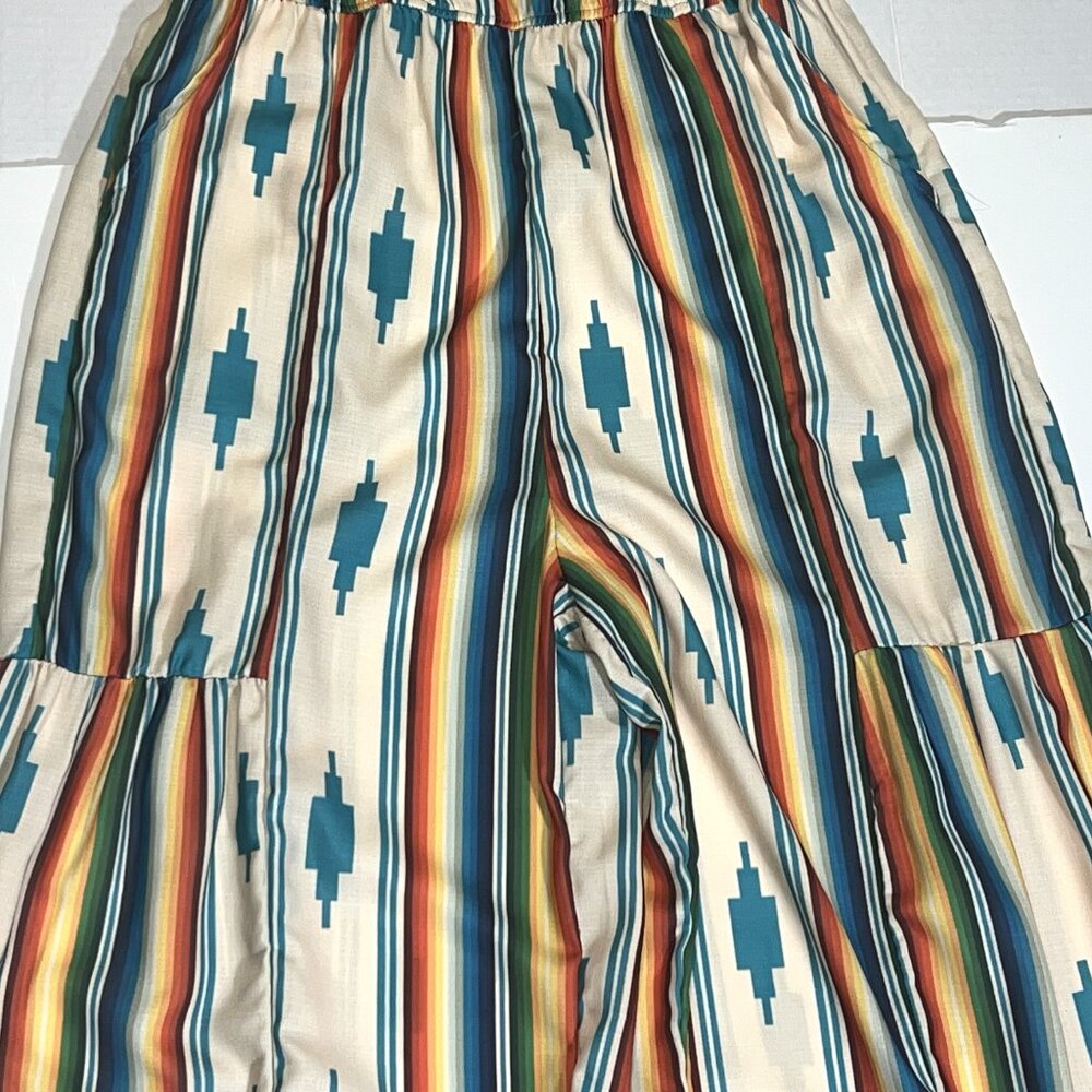 Lucky & Blessed Aztec Serape 1-Piece Jumpsuit Romper Sleeveless Striped Outfit S - Picture 3 of 10